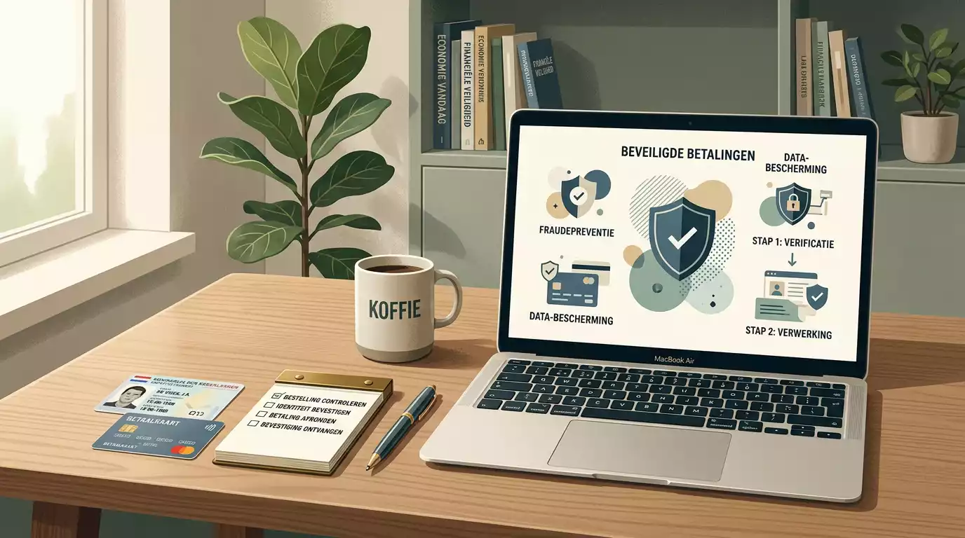 Rustige werktafel met betaalkaart, identiteitskaart en checklist voor online gokken